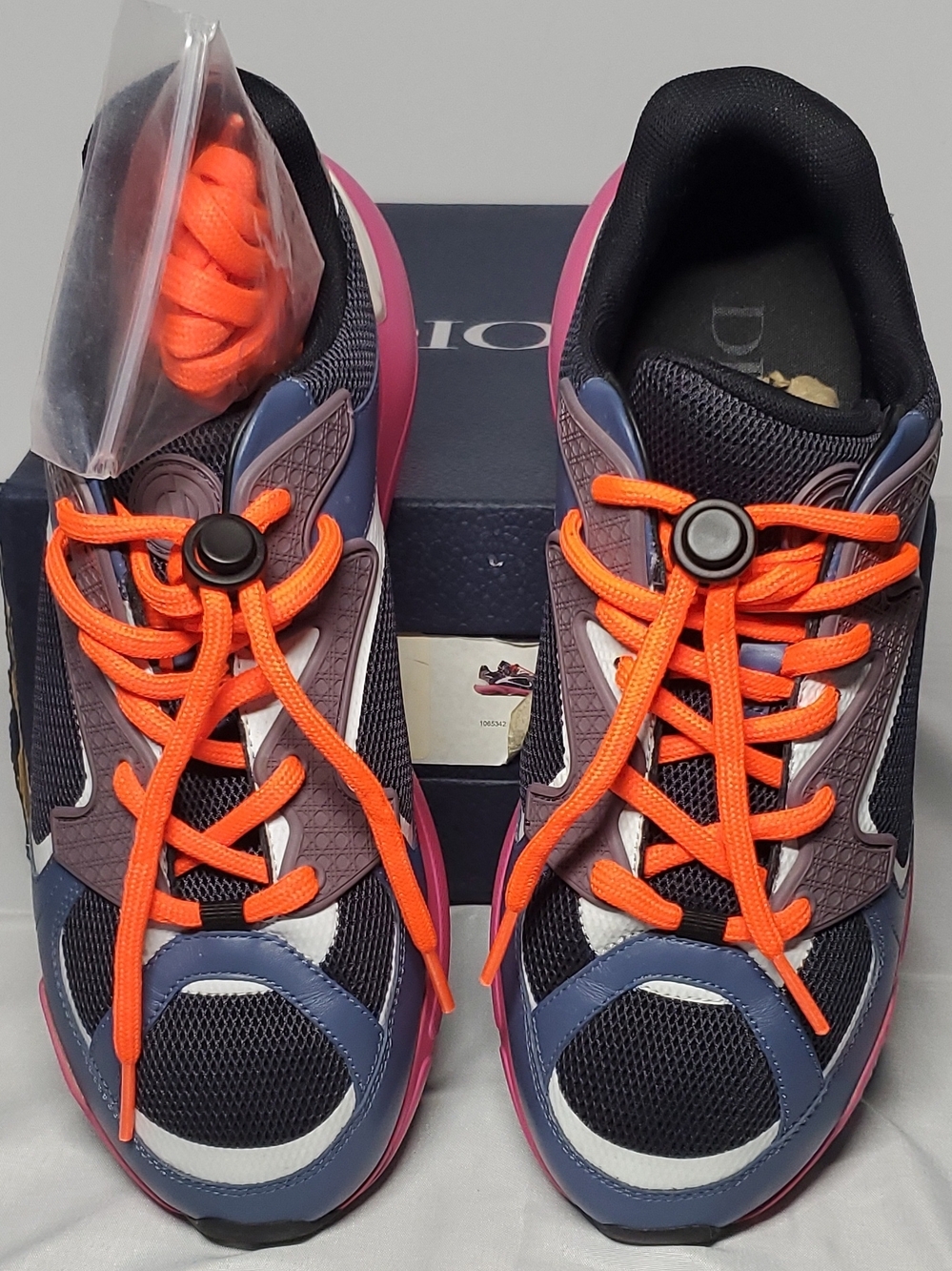 Authentic Dior Multicolor Runner Sneakers Pink Sole & Orange Laces Size 39 - Picture 3 of 12